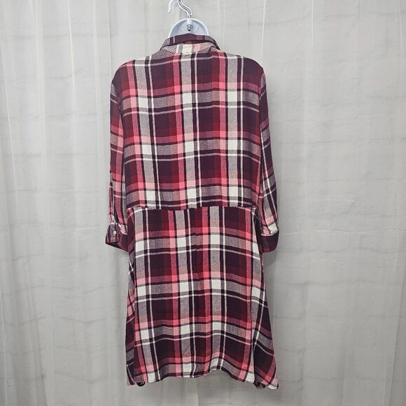 Express Flannel Tunic Plaid Purple Casual Punk Grunge L - Picture 6 of 10